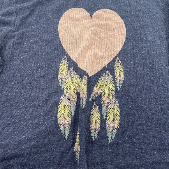 Wildfox Blue Sweatshirt with Heart & Feathers-M - Picture 4 of 5